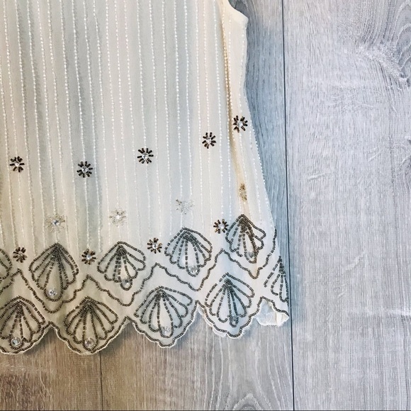 Bar III Embellished Sheer White Tank Blous… - Picture 3 of 10